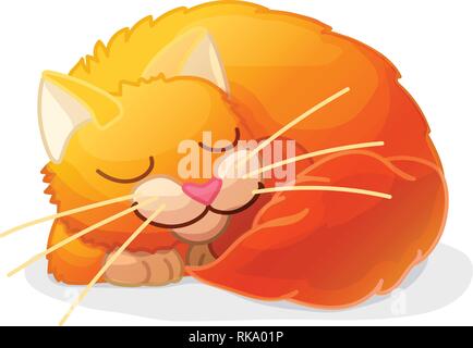 vector cartoon animal clipart: sleeping red cat Stock Vector
