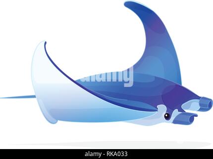 vector cartoon animal clipart: exotic manta ray Stock Vector