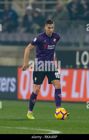 David Hancko of Fiorentina pulls on the shirt of Cristiano Ronaldo of  Juventus during the Serie A match at Allianz Stadium, Turin. Picture date:  20th April 2019. Picture credit should read: Jonathan