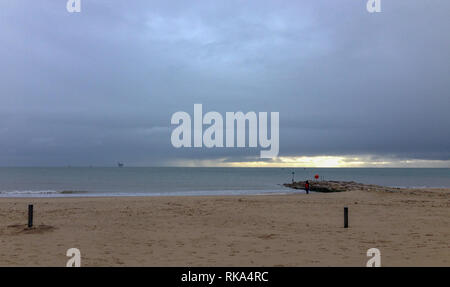 Dorset, UK. 10th Feb 2019. Storm Eric has passed but still the rain persists as does the wind.  A group of hardy cyclists on different type of bikes, including one with a frame of a pig.  Credit Suzanne McGowan / Ģ����ý Live News Stock Photo