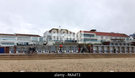Dorset, UK. 10th Feb 2019. Storm Eric has passed but still the rain persists as does the wind.  A group of hardy cyclists on different type of bikes, including one with a frame of a pig.  Credit Suzanne McGowan / Ģ����ý Live News Stock Photo
