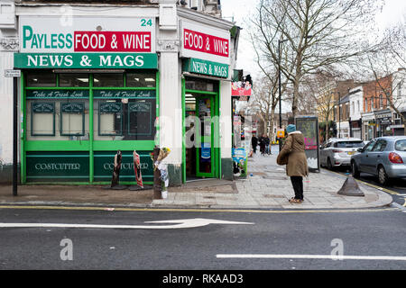 London, UK. 10th Feb 2019. Flowers and messages for man locally named as ‘Dennis’ can be seen arriving at the scene of the crime on Lordship Lane, London, SE22. One reads “Can’t believe this has happened to you Dennis, RIP.” Another reads “You were the most caring, loving, genuine man I’ve ever met.” Police and forensics have now left the scene and road closures have been lifted. #EastDulwich #LordshipLane Credit: Joshua Preston/Alamy Live News Credit: Joshua Preston/Alamy Live News Stock Photo