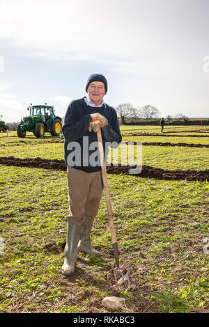 Timogeague, Cork, Ireland. 10th Feb, 2019. Maurice Sheehy from Reenascreena at the West Cork Ploughing Association match that was held in Timoleague, Co. Cork, Ireland Credit: David Creedon/Alamy Live News Stock Photo