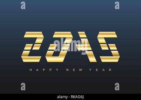 Merry Christmas and Happy New Year 2019 greeting card. Modern golden template for 2019. Vector illustration Stock Vector