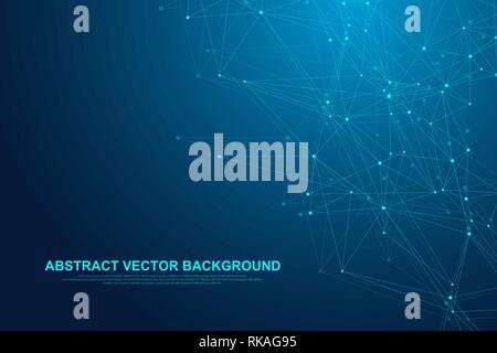 Futuristic abstract vector background blockchain technology. Deep web background. Peer to peer network business concept. Global cryptocurrency Stock Vector