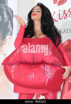 Katie Price dresses up as she launches her new frangrance 'Kissable' at The Worx Studio, London Stock Photo