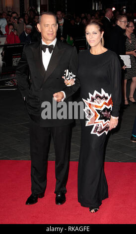 57th BFI London Film Festival - 'Captain Phillips' - Opening Film Gala - Red Carpet Arrivals Tom Hanks and Rita Wilson Stock Photo