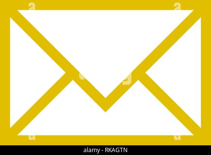 Mail symbol icon - golden simple outline, isolated - vector illustration Stock Vector