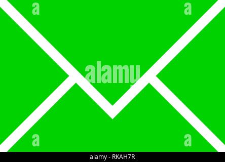 Mail symbol icon - green simple, isolated - vector illustration Stock Vector