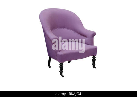 Pink antique arm chair with clipping path on white background Stock Photo