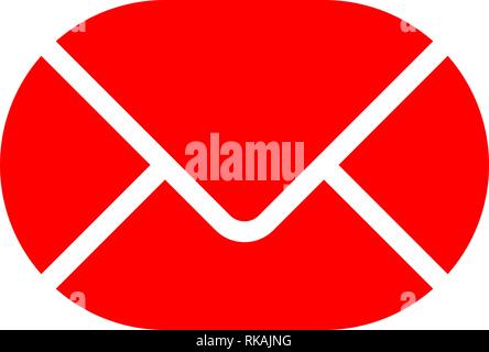 Mail symbol icon - red simple rounded, isolated - vector illustration Stock Vector