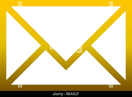 Mail symbol icon - golden gradient outline, isolated - vector illustration Stock Vector