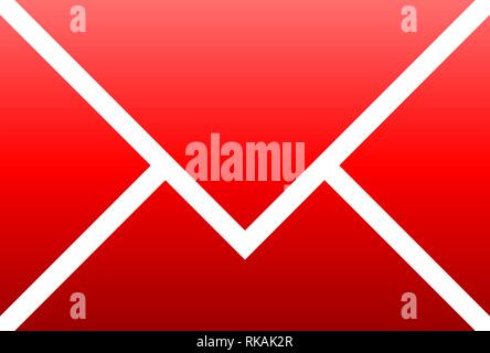 Mail symbol icon - red gradient outline rounded, isolated - vector ...