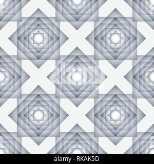 Seamless pattern with overlapping rectangles. Monochrome ornament. Abstract kaleidoscope background. Vector repeating texture. Stock Vector