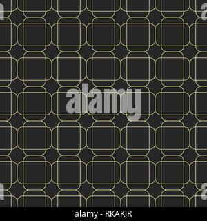Abstract seamless pattern of overlapping rounded rectangles. Geometric wallpaper. Tiles motif. Linear style. Vector art. Stock Vector
