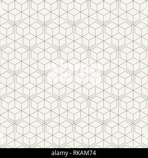 Seamless linear pattern of straight thin lines. Stylish ornamental vector background. Abstract light texture. Repeating tile of rhombuses. Stock Vector