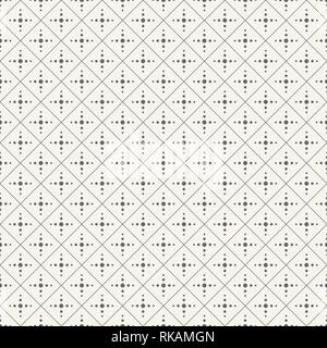 Seamless minimalistic pattern. Repeating geometric rhombuses with intersecting dashed lines inside. Modern stylish texture. Vector background. Stock Vector