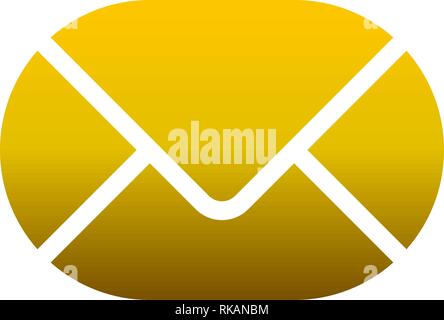 Mail symbol icon - golden gradient rounded, isolated - vector illustration Stock Vector