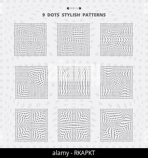 Abstract black square dots mesh stylish pattern set. You can use for adjusting artwork, poster, elements design. vector eps10 Stock Vector