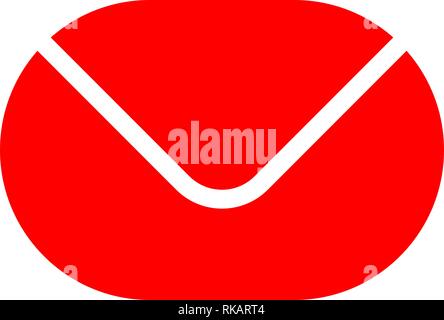 Mail symbol icon - red simple rounded, isolated - vector illustration Stock Vector