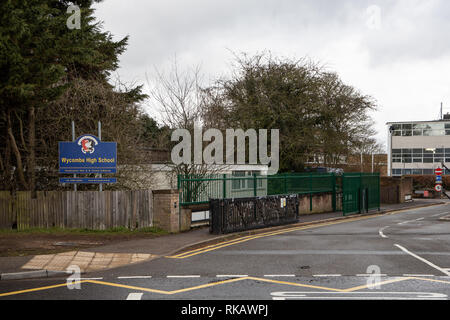 View at the entrance to Wycombe High School (girls grammar school) with ...