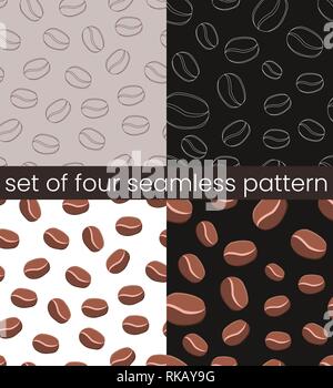 4 Simple coffee seamless pattern Stock Vector