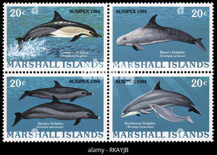 Postage stamps from the Marshall Islands in the Intl. Stamp Exhibition AUSIPEX '84, Melbourne series issued in 1984 Stock Photo