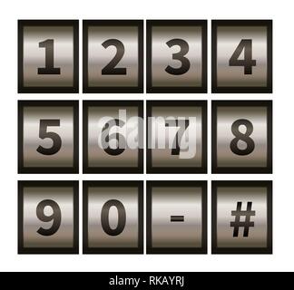 Padlock wheel code numbers isolated on white Stock Vector