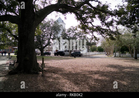 Old Christ Church on Seville Square in old-town Pensacola, Florida, USA Stock Photo