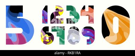 ZRYCH Colorful Wavy Numbers Stock Vector