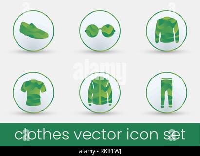 Clothes Icon Set green Stock Vector