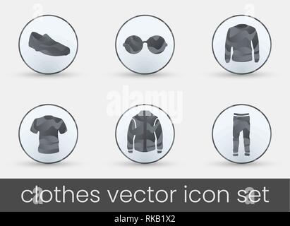 Clothes Icon Set grey Stock Vector