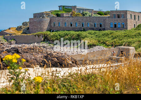 Fort Corblets  and nearby beach and german bunker on Alderney Stock Photo
