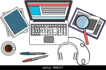 technology device laptop cartoon vector illustration graphic design Stock Vector