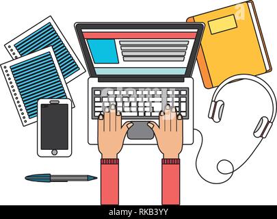 technology device laptop cartoon vector illustration graphic design Stock Vector