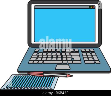 technology device laptop cartoon vector illustration graphic design Stock Vector