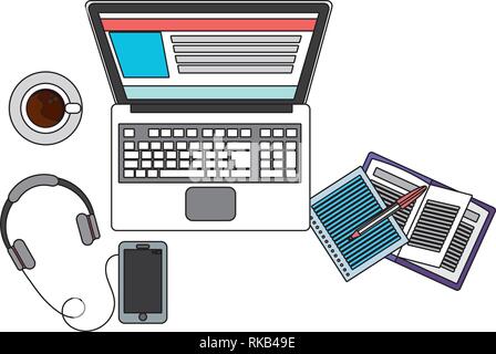 technology device laptop cartoon vector illustration graphic design Stock Vector