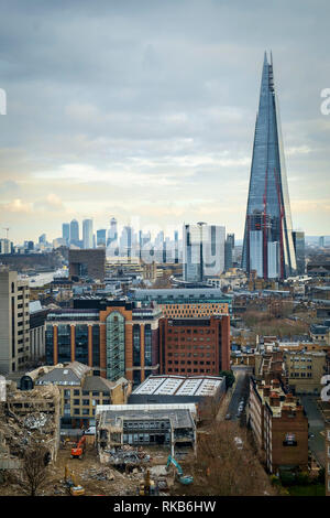 The Shard, with Canary Wharf in the background, London, United Kingdom 2019 Stock Photo