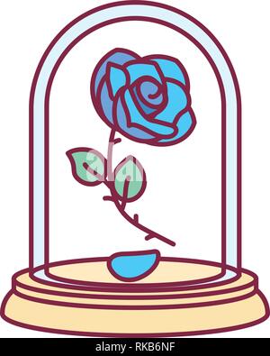 vector Beauty and Beast vintage rose, glass dome Stock Vector