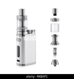 Vape electronic cigarette with atomizer components Stock Photo