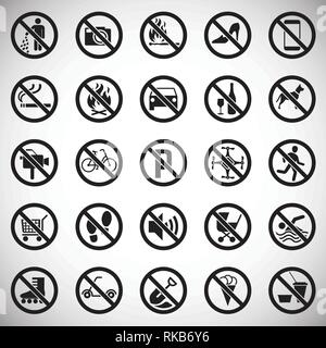Prohibition signs set on white background for graphic and web design, Modern simple vector sign. Internet concept. Trendy symbol for website design web button or mobile app. Stock Vector