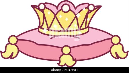 vector cute crown on pillow for queen, princess Stock Vector