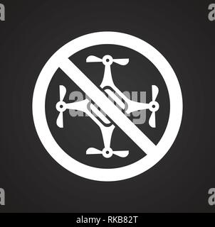 No drones allowed sign on black background for graphic and web design, Modern simple vector sign. Internet concept. Trendy symbol for website design web button or mobile app. Stock Vector
