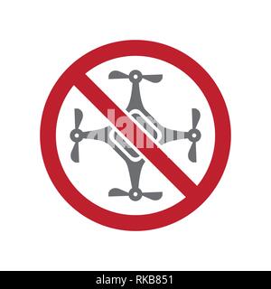 No drones allowed sign on white background for graphic and web design, Modern simple vector sign. Internet concept. Trendy symbol for website design web button or mobile app. Stock Vector