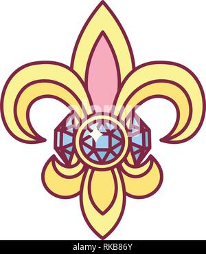 vector fleur de lis, lys heraldic with diamond Stock Vector