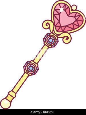 vector golden scepter magic wand for princess Stock Vector