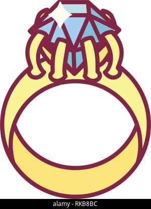 vector flat diamond bridal ring jewelry icon Stock Vector