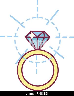 vector flat diamond bridal ring jewelry icon Stock Vector