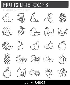 Fruit icons set on white background for graphic and web design, Modern simple vector sign. Internet concept. Trendy symbol for website design web button or mobile app. Stock Vector