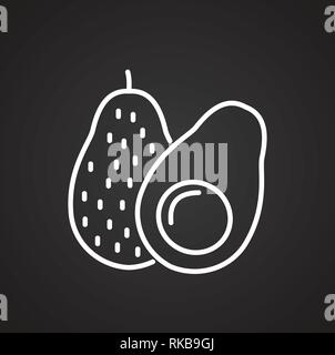 Avocado line icon on black background for graphic and web design, Modern simple vector sign. Internet concept. Trendy symbol for website design web button or mobile app. Stock Vector